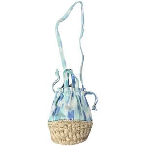 Aerie Blue Tie Dye Straw‎ Bucket Bag Drawstring Mini Purse OS